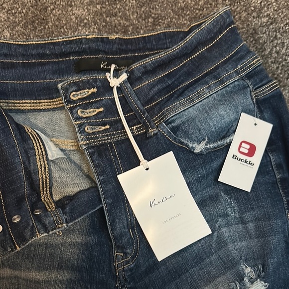 KanCan Blue Boyfriend Jeans with Distressed Details - Picture 2 of 3